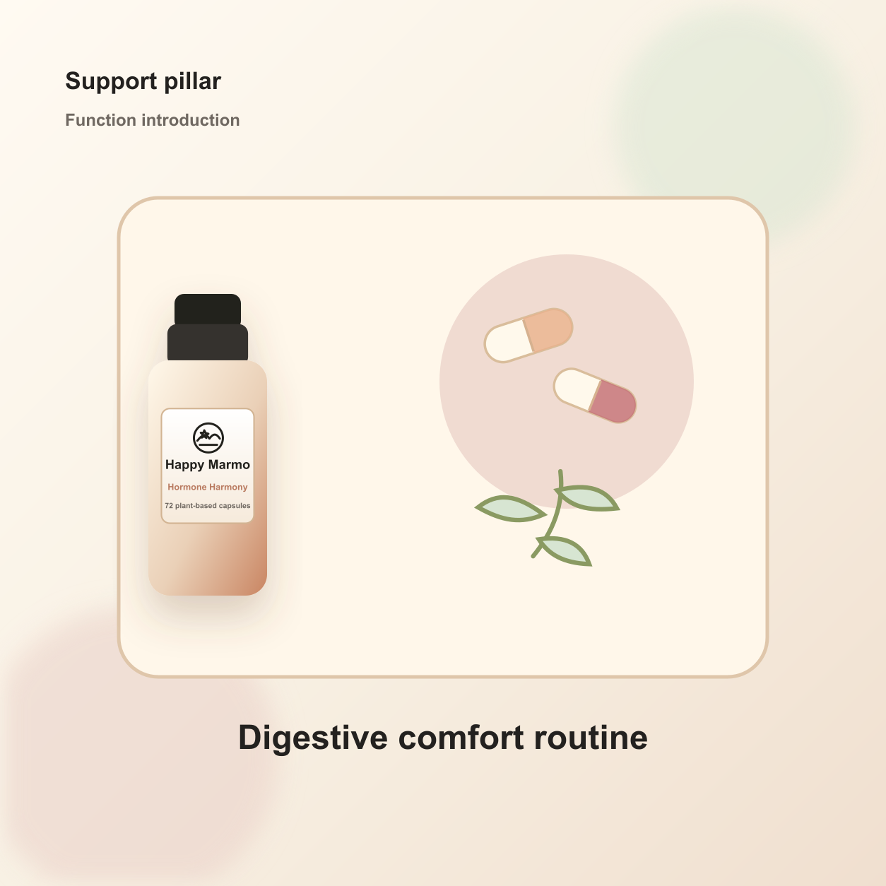 Happy Marmo function card for Digestive comfort routine