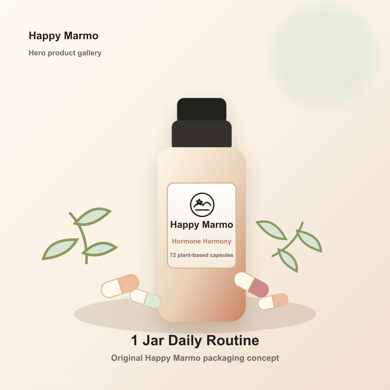 Happy Marmo Hormone Harmony single jar with capsules and botanicals